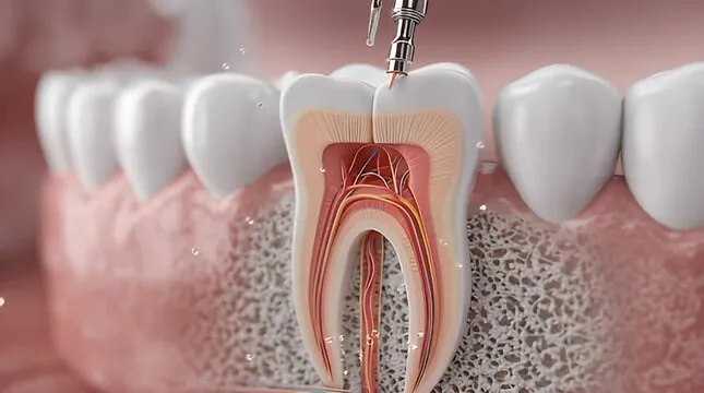 Prudentoe dentist performing root canal treatment to save an infected tooth at a patient's home in Hyderabad